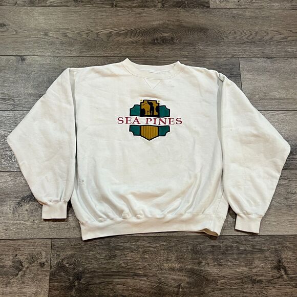 Vintage 90s GEAR For Sports Graphic Golf Sea Pines Sweatshirt - Adult Large - Picture 1 of 8